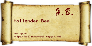 Hollender Bea névjegykártya
